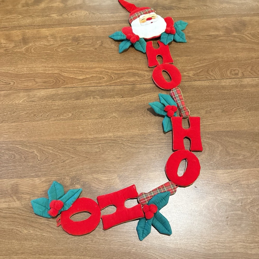Vintage Ho Ho Ho Santa Claus Door Hanger Wall Decor Christmas Holiday 38.5"